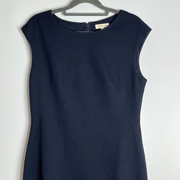 Rebecca Taylor Stacy Sleeveless Stretch‎ Piqueu and Satin Navy Dress Size 8 - Picture 2 of 9